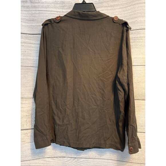 Harlowe & Graham Olive Green Button-Up Shirt Jacket Size M - Picture 3 of 4